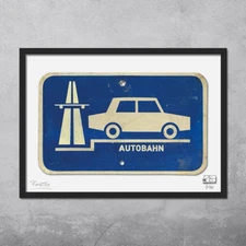 Kraftwerk Inspired Autobahn Road Sign Print Signed Limited Edition of 25