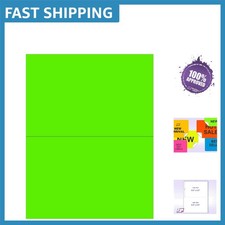 100 Sheets of 2 Per Page Green Fluorescent Labels - 8.5 x 5.5 Size | Made in USA