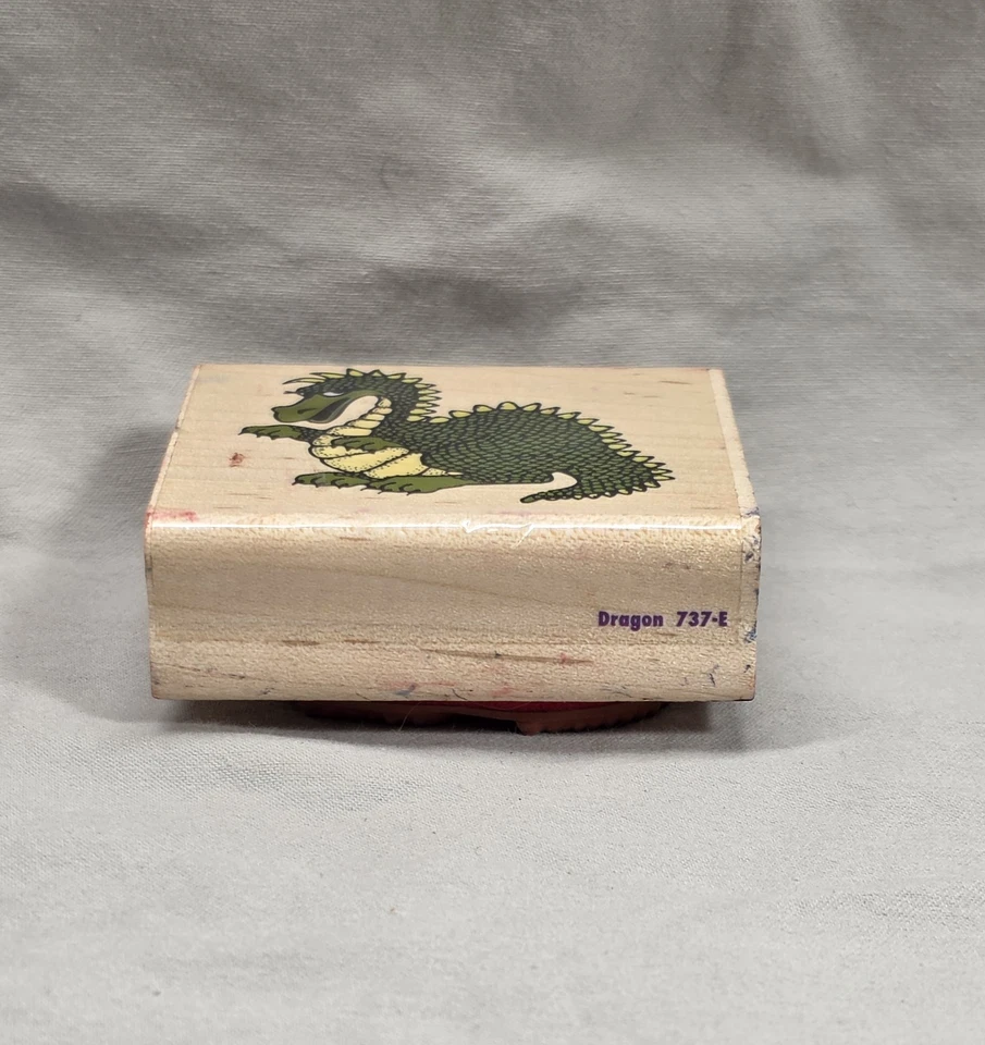 Carimbo de borracha base de madeira dragão carimbo de borracha excelente estado usado fantasia mítica - Imagem 4 de 4