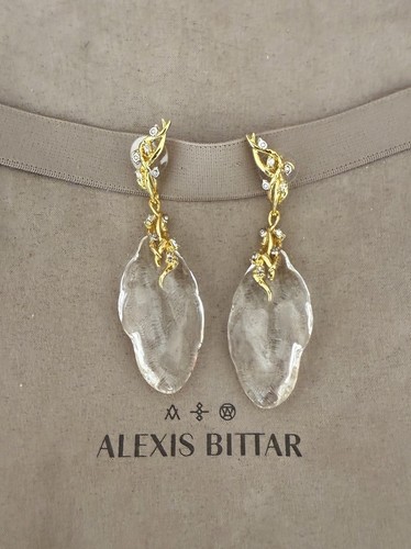 100% Authentic Alexis Bittar Liquid Vine Clear Lucite Raindrop Earrings - Imagen 3 de 22