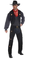 Men's Wild West Cowboy Vest & Chaps Costume Set, Size, for Parties & Halloween