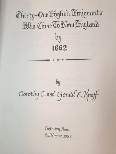 31 English Emigrants Who Came To New England By 1662 History HB - Picture 6 of 16
