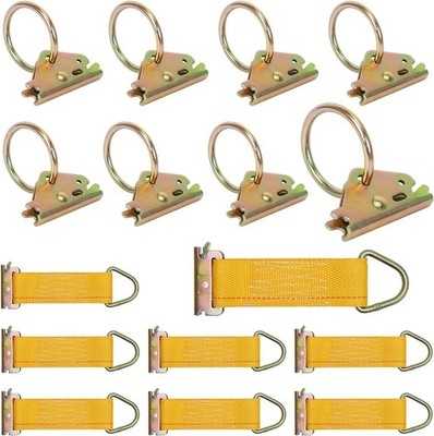 E Track Tie Down Accessories, Heavy Duty Steel 8 O-Ring Anchors and 8 Rope Ti...