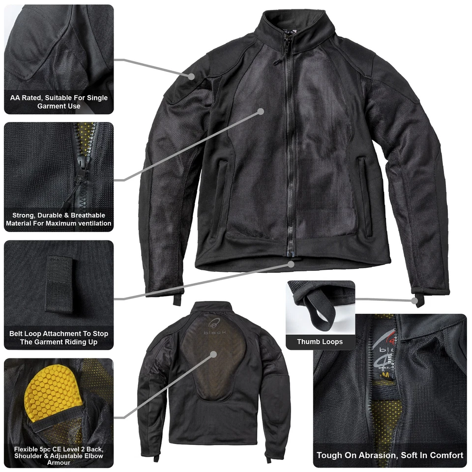 Premium Air AA Rated Armoured Motorcycle Jacket by Black For Summer Riding - Image 3 of 4