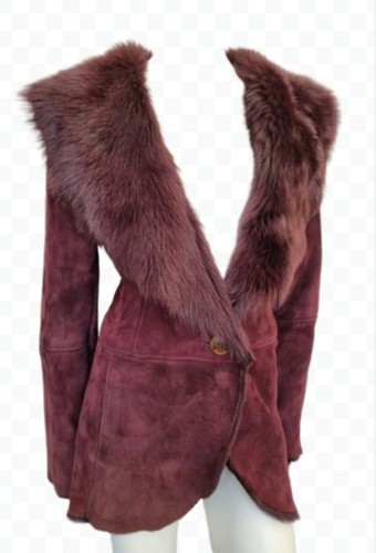 Echt Lammfell Shearling Damen Jacke Mantel Gr. M UK 10 12 Small 14 - Bild 1 von 15