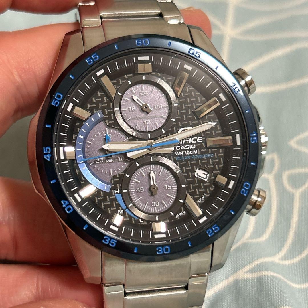 Casio Edifice EQS-900 Solar Chronograph 45mm Silver Steel Men's Watch 10ATM Water Resistant