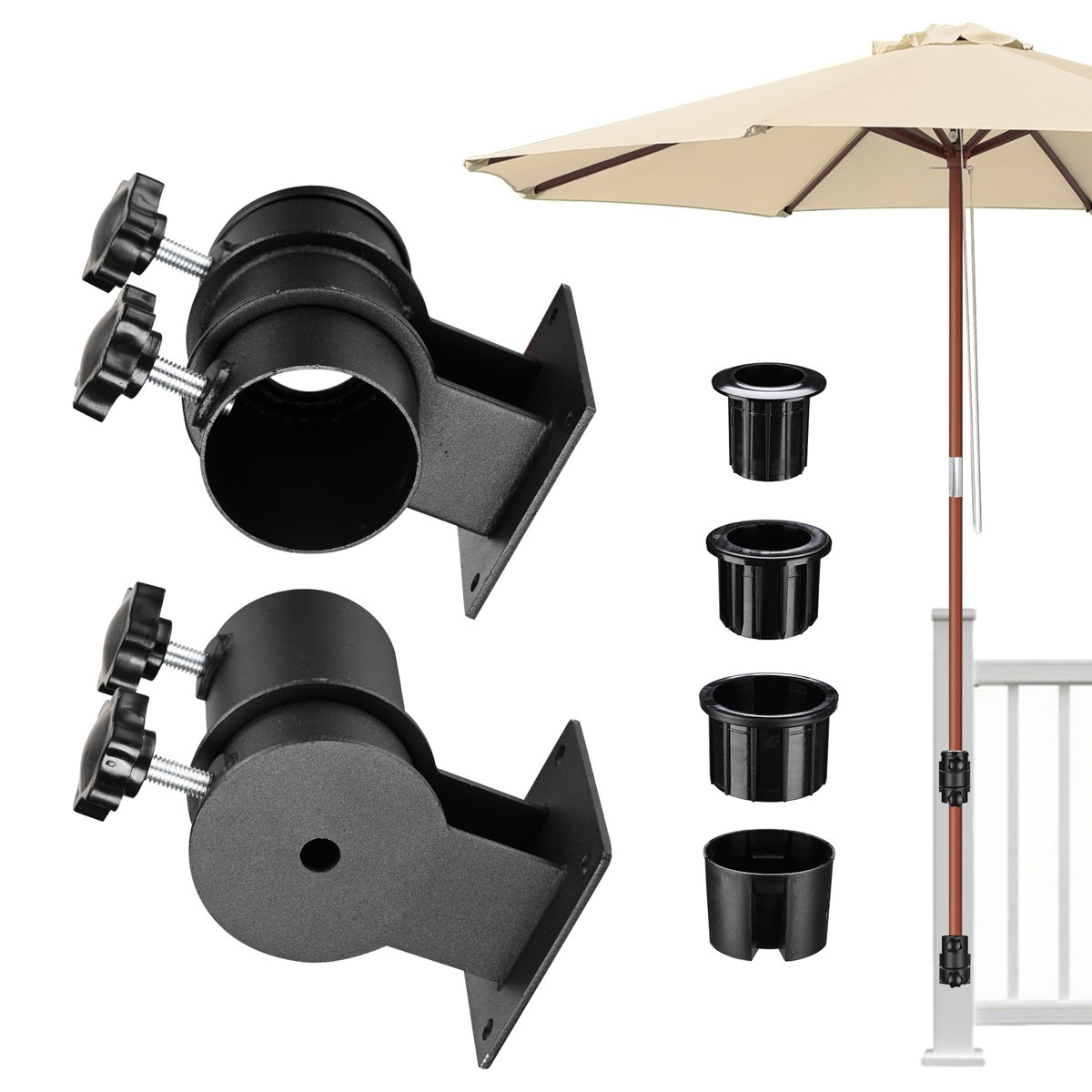 LAGarden Patio Umbrella Flat Mount Bracket for Deck Railing Balcony Courtyard