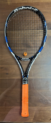 Babolat Pure Drive 110 Tennis Racquet Blue/White/Black w/ Orange Overgrip