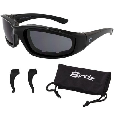 Birdz Eyewear Oriole Motorcycle Padded Glasses Smoke Anti Fog Lens Free Rubber