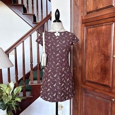Gap Vintage 90s Floral Print Brown and Cream Dress Sundress Spring Cottage