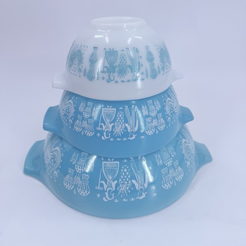 Vintage Pyrex Amish Butterprint Cinderella Mixing Bowl Set Of 3 441 442 444