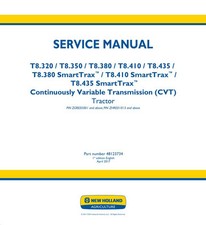 New Holland T8.320, T8.350, T8.380, T8.410, T8.435 Cvt Tractor Service Manual