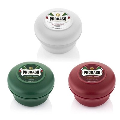 PRORASO Rasierseife DREIERPACK | Schale rot, weiß und grün | 150 ml Dose