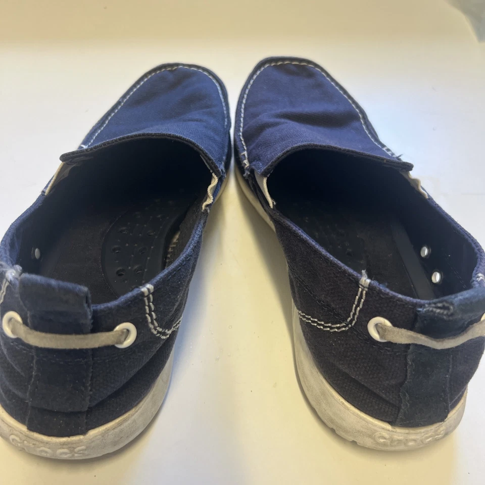 Crocs Walu Boat Zapatos Mocasines Para Hombre Talla 8 Azul Marino/Blanco Sin Cordones Comodidad Envío Rápido Foto 2 de 4
