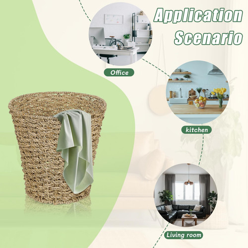 4 Stück Seegras Weide Mülleimer Weidenkorb geflochten Rattan Mülleimer Bo... - Bild 3 von 6