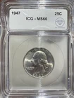 1947 Quarter Dollars Silver Coinage ICG MS-66 IDC Verified