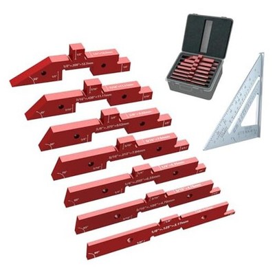 Set up Blocks for Woodworking, 7 Pcs 7 Pcs Setup Bars + 1 Pcs Triangle Ruler
