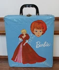 Vintage 1964 Mattel Barbie Doll Latch Case w/Barbie in Red Pink Gown - VGUC