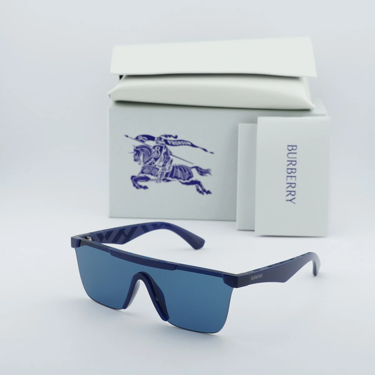 Burberry BE3080 Navy Blue Aviator Sunglasses Check Pattern Temples 59-14-135 burberry-BE3080-1145T5-  main image 4
