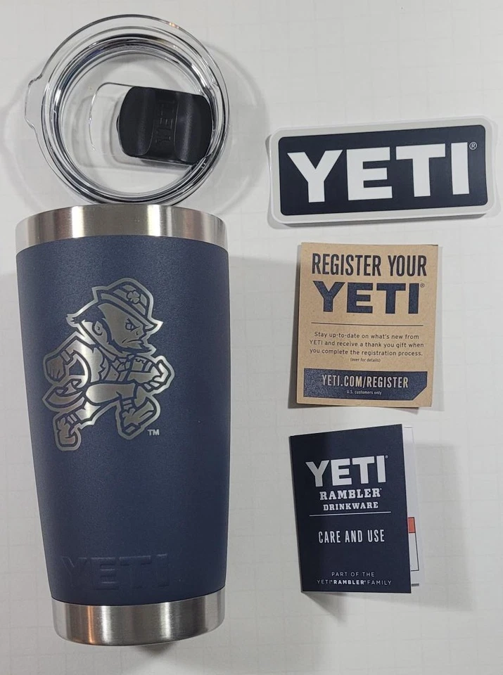 Vaso Yeti irlandés de lucha Notre Dame - Logotipo de fútbol americano duende para correr - NUEVO Foto 3 de 4