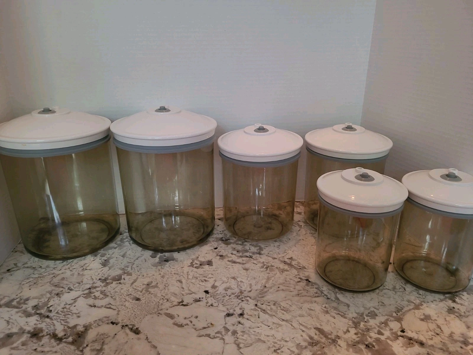 6 FoodSaver Snail Vacuum Container Storage Canisters w/ Lids