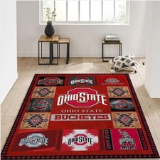 Ohio State Buckeyes Area Rugs Ncaa Living Room Carpet Home Decor