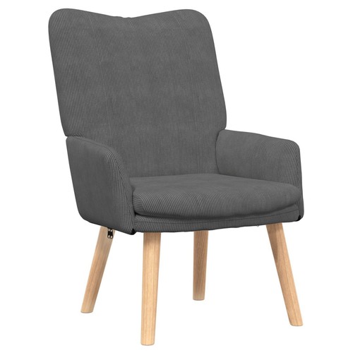 Sillón Relajante de Tela Corduroy Gris Oscuro vidaXL