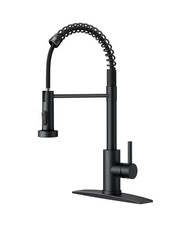 FORIOUS Black Kitchen Faucet with Pull Down Sprayer, Stainless Steel Commerci...