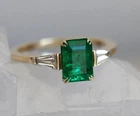 Antique Art Deco 3.50 Ct Green Emerald Vintage Wedding Ring 14K Yellow Gold FN