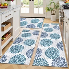 Boho Kitchen Rugs Sets 3 Piece with Runner Floral Kitchen Floor Mat Carpet Fa...