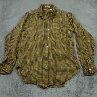 Vintage Shirt Mens Medium Brown Chinook Flannel Wool Blend Button Up 70s
