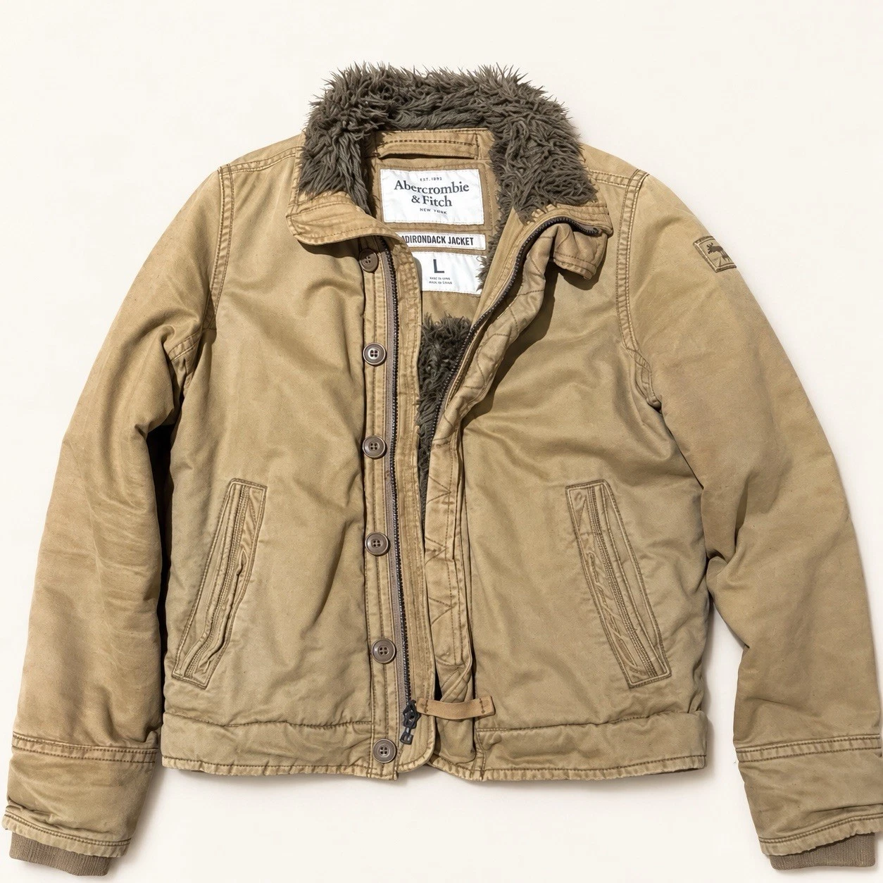 Abercrombie & Fitch Adirondack Jacket – Men’s Large -Faux Fur Lining image 1