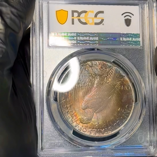 MS65 1923 $1 Peace Silver Dollar PCGS Trueview- BEAUTIFUL *Rainbow Toned* LUSTER - Video 1 of 1