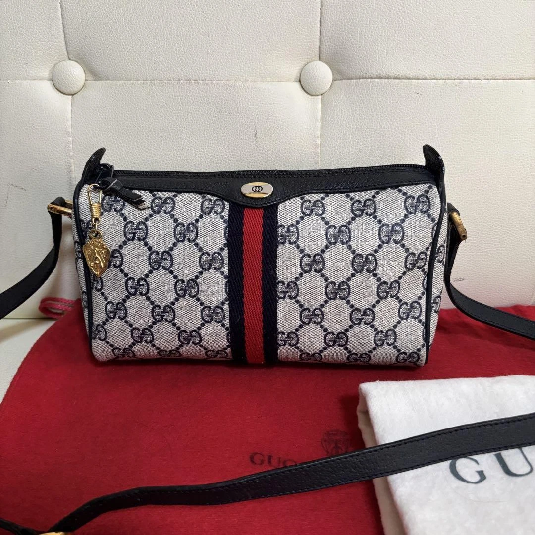 Mini sac Gucci Old Sherry Line bleu marine avec accessoires et étiquette occasion