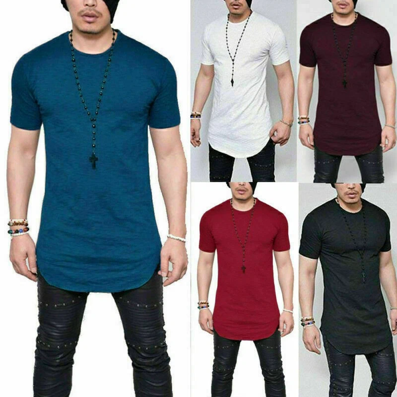 CAMISETA HOMBRE EXTRA URBANA LARGA CUERPO ALTO CAMISETA LONGLINE OVERSIZE LISA TOP OFERTA Foto 4 de 4