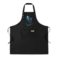 Kitchen 2 Pack Bib Apron - Adjustable with 2 Pockets Features Mountain Climber