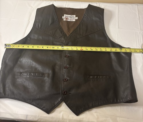 VTG Sears The Leather Shop Mens Black 5 Button Size 54 Reg - Picture 5 of 14
