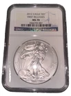 2012 $1 AMERICAN SILVER EAGLE- NGC MS70 -FIRST RELEASES - BLUE LABEL-No Reserve