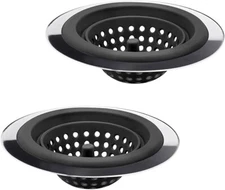 2PCS Sink Strainers,Flexible Silicone and Stainless Steel Kitchen Sink Drainer