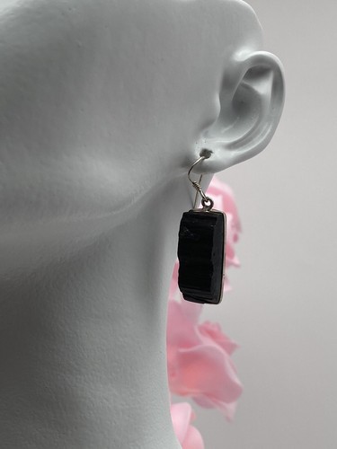 Vintage Sterling Silver 925 Earrings Tourmaline Dangle Drop 10.09g - Picture 9 of 10