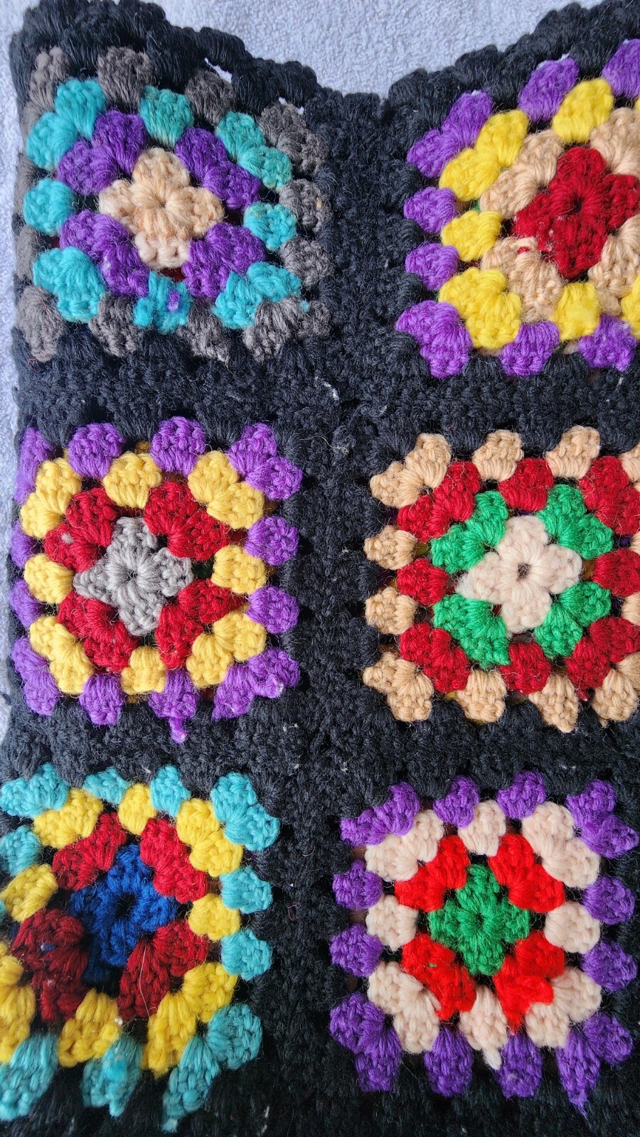 Vintage Granny Square Retro Throw Afgan Roseanne Couch Blanket Crochet