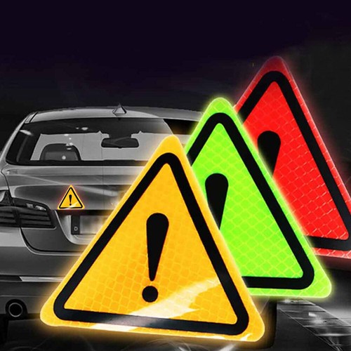 Triangle Exclamation Mark Reflective Warning Signs Sticker Night Driving Decal - Picture 2 of 15