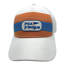 Golf Hat PGA Jr League Boys White Adjustable Strapback Patch Garb Fits Ages 5-12