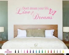 Don't Dream Your Life Live Your Dreams Wall Quote Vinyl Decal Home Décor Sticker