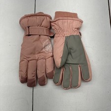 Pink Winter Hear Gloves With Grip And Plush Lining Knitted Fit Wrist Women  s OS