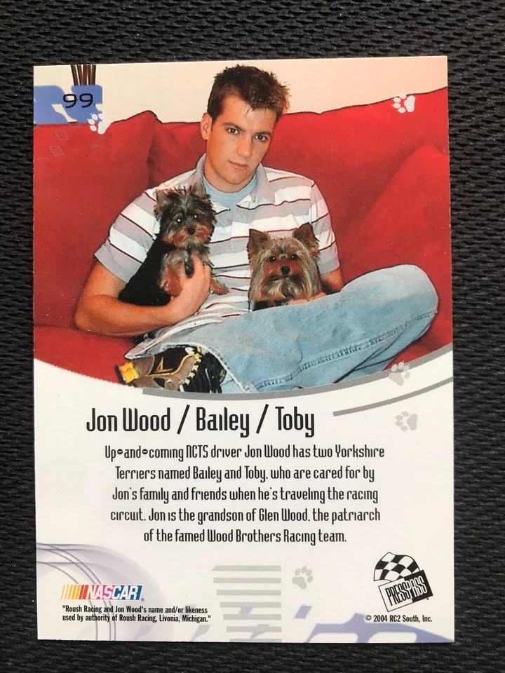 2004 Press Pass Optima #99 Jon Wood Driver’s Pets - Image 2 of 2