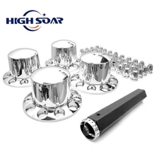 Dome Rear Axle Cover Kit w/40 Cone 33mm Thread on Lug Nut Covers For Semi Truck