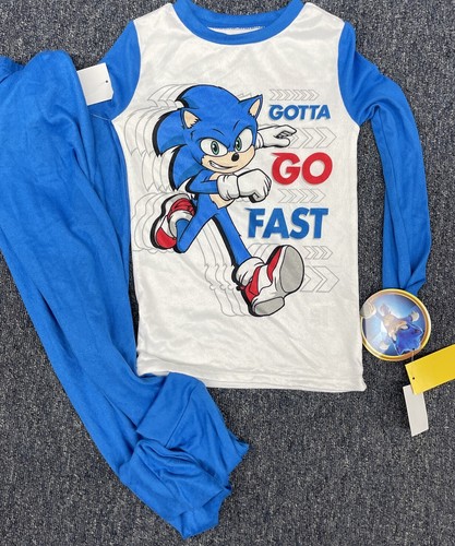 Neu Jungen Sonic Hedgehog Gotta Go Fast Flanell Pyjama 2-teiliges Schlafbekleidung Set - Bild 3 von 5