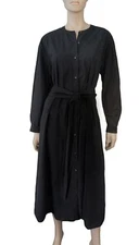 ALEX MILL Sz S Relaxed Fit Belted Black Cotton Poplin Shirt Dress