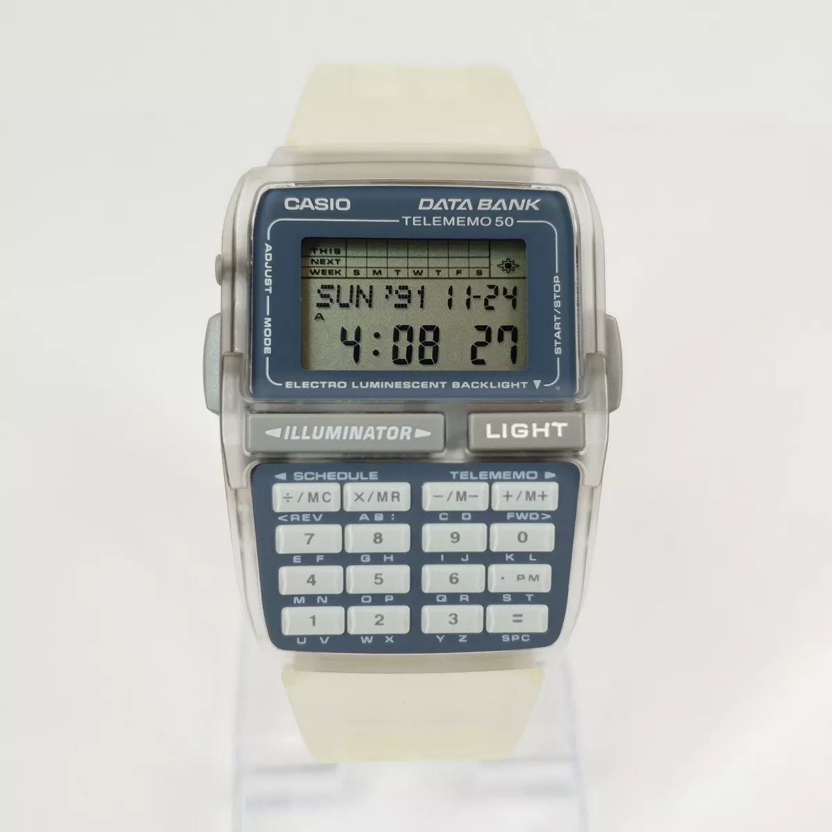 NOS CASIO DBC 63 DATA BANK TRANSPARENT CALCULATOR VINTAGE DIGITAL